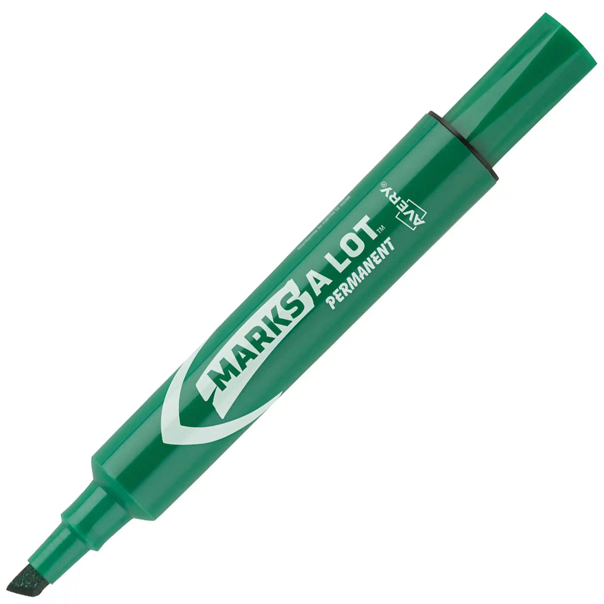 Avery(R) Marks A Lot(R) Permanent Markers, Regular Desk-Style Size, Chisel Tip, 1 Green Marker