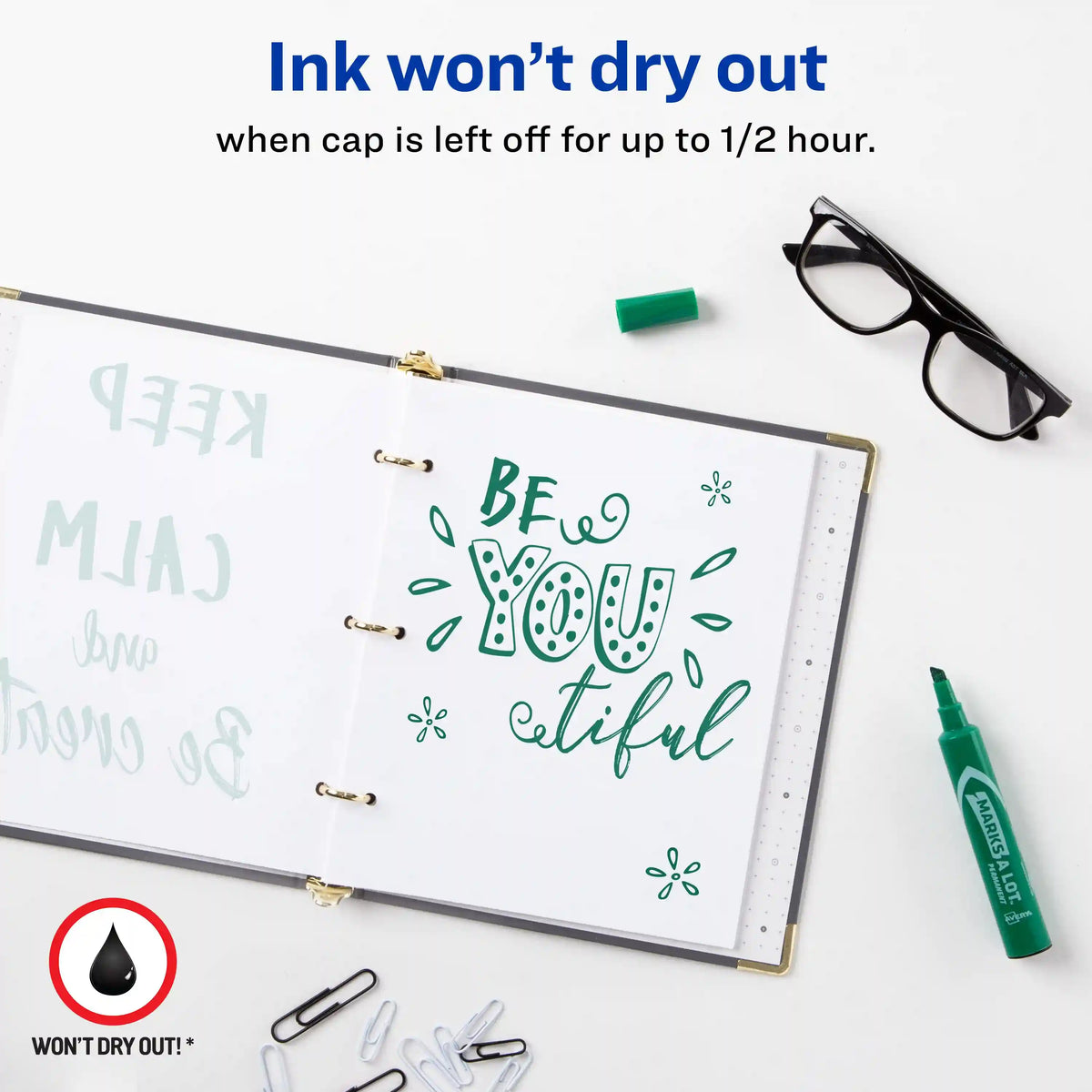 Avery(R) Marks A Lot(R) Permanent Markers, Regular Desk-Style Size, Chisel Tip, 1 Green Marker