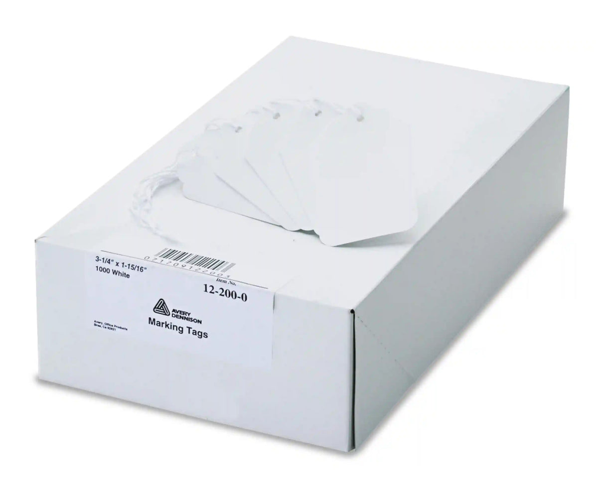 Avery®  Marking Tags, Strung, 3-1/4" x 1-15/16", 1,000 Tags