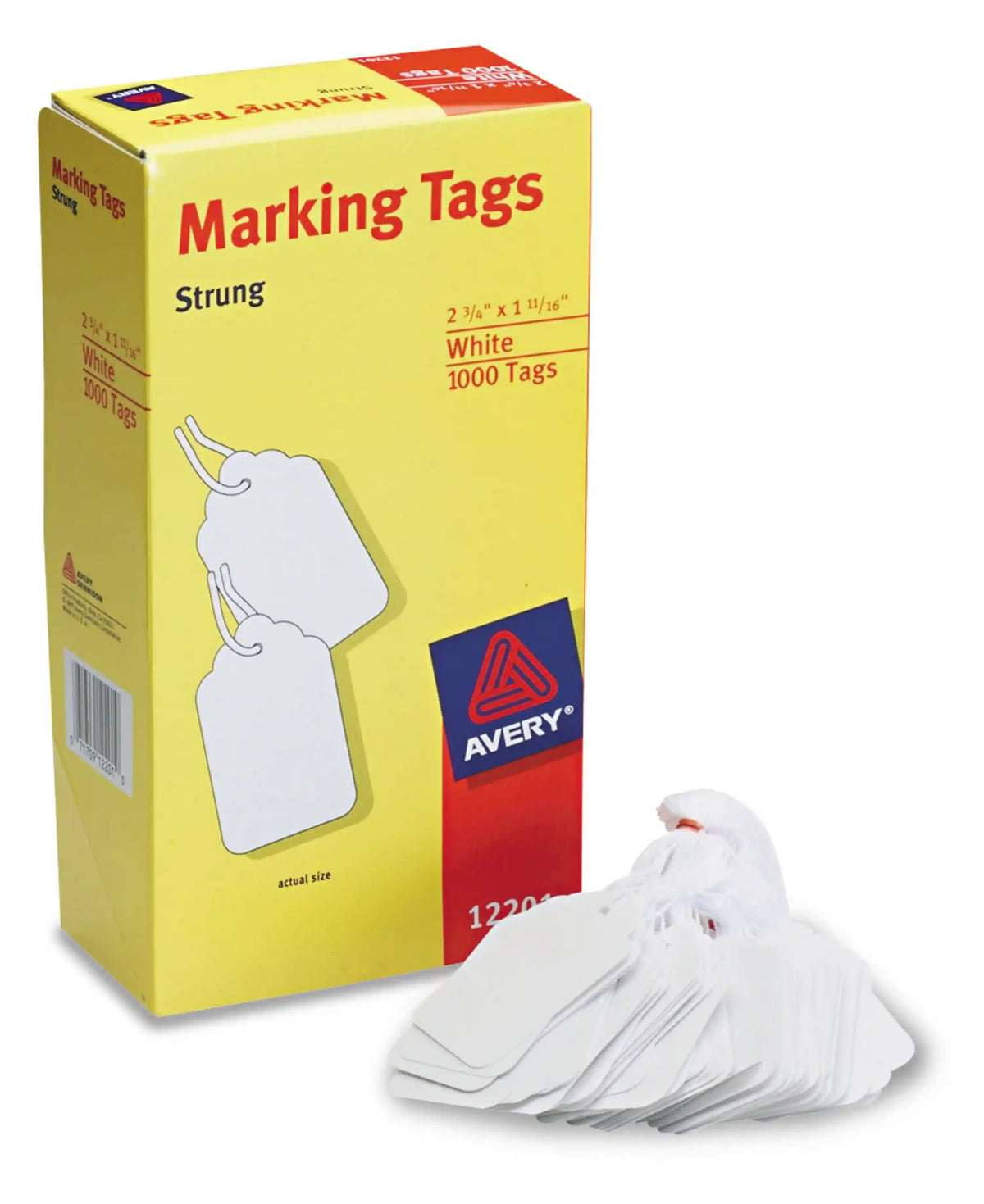 Avery®  Marking Tags, Strung, 2-3/4" x 1-11/16", 1,000 Tags
