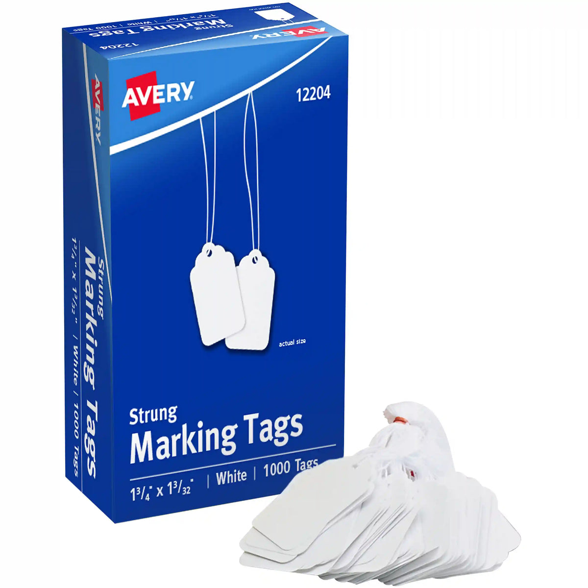 Avery®  Marking Tags, Strung, 1-3/4" x 1-3/32", 1,000 Tags