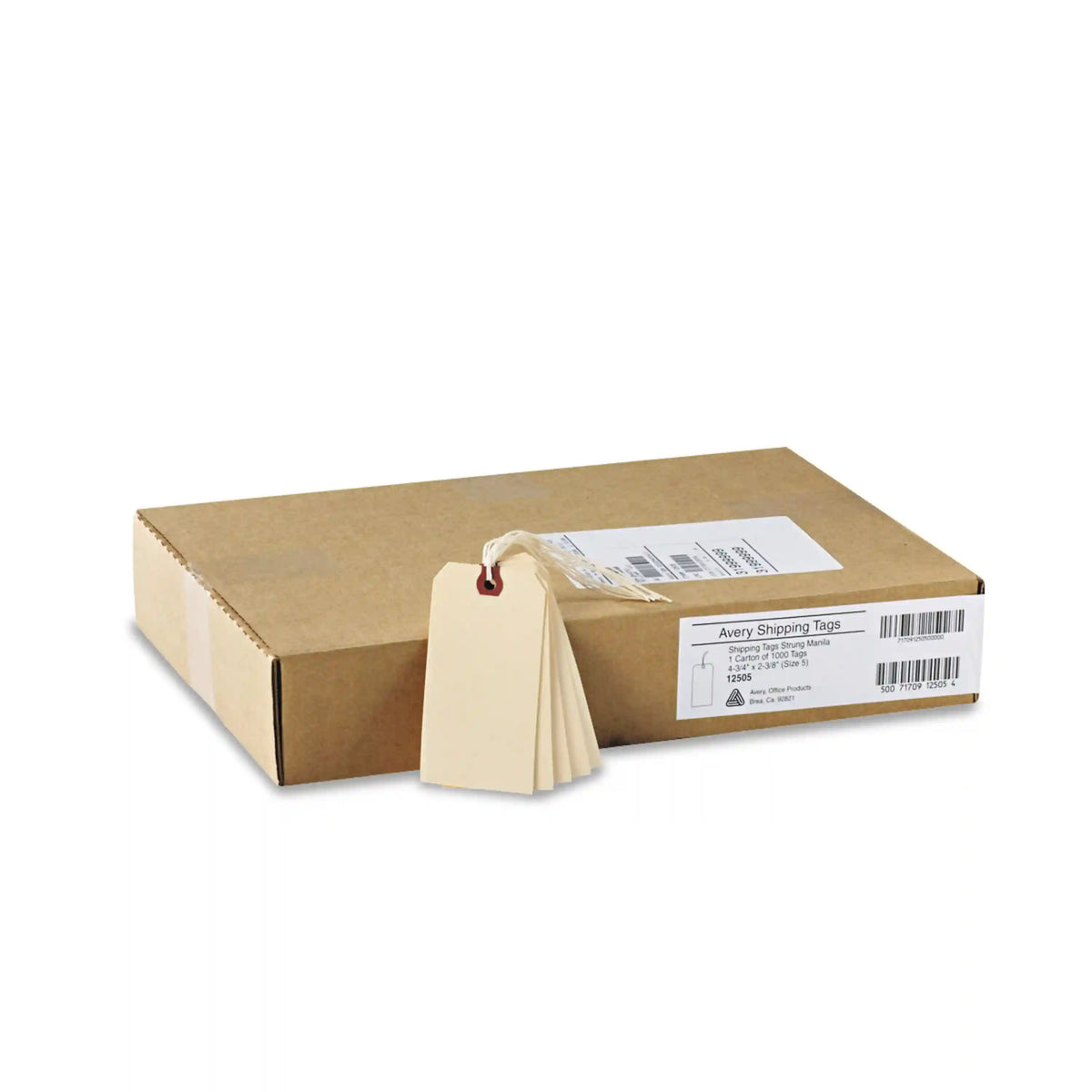 Avery® Shipping Tags, Manila, Strung, 4-3/4" x 2-3/8", 1,000 Tags