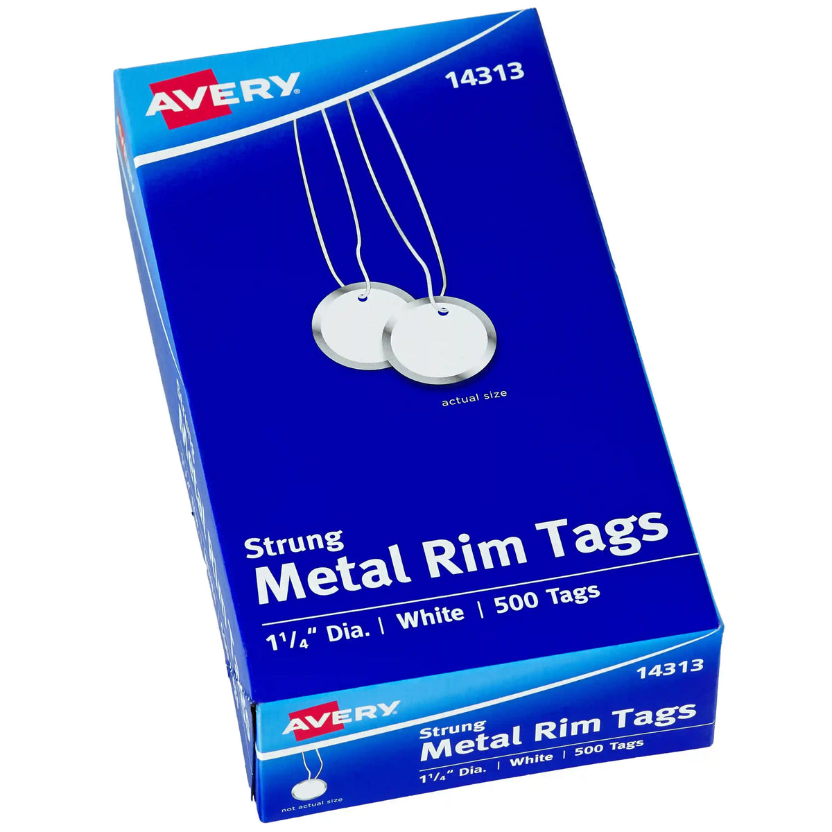 Avery® Metal Rim Key Tags, 1-1/4" Diameter Tag, Strung, White, 500 Tags