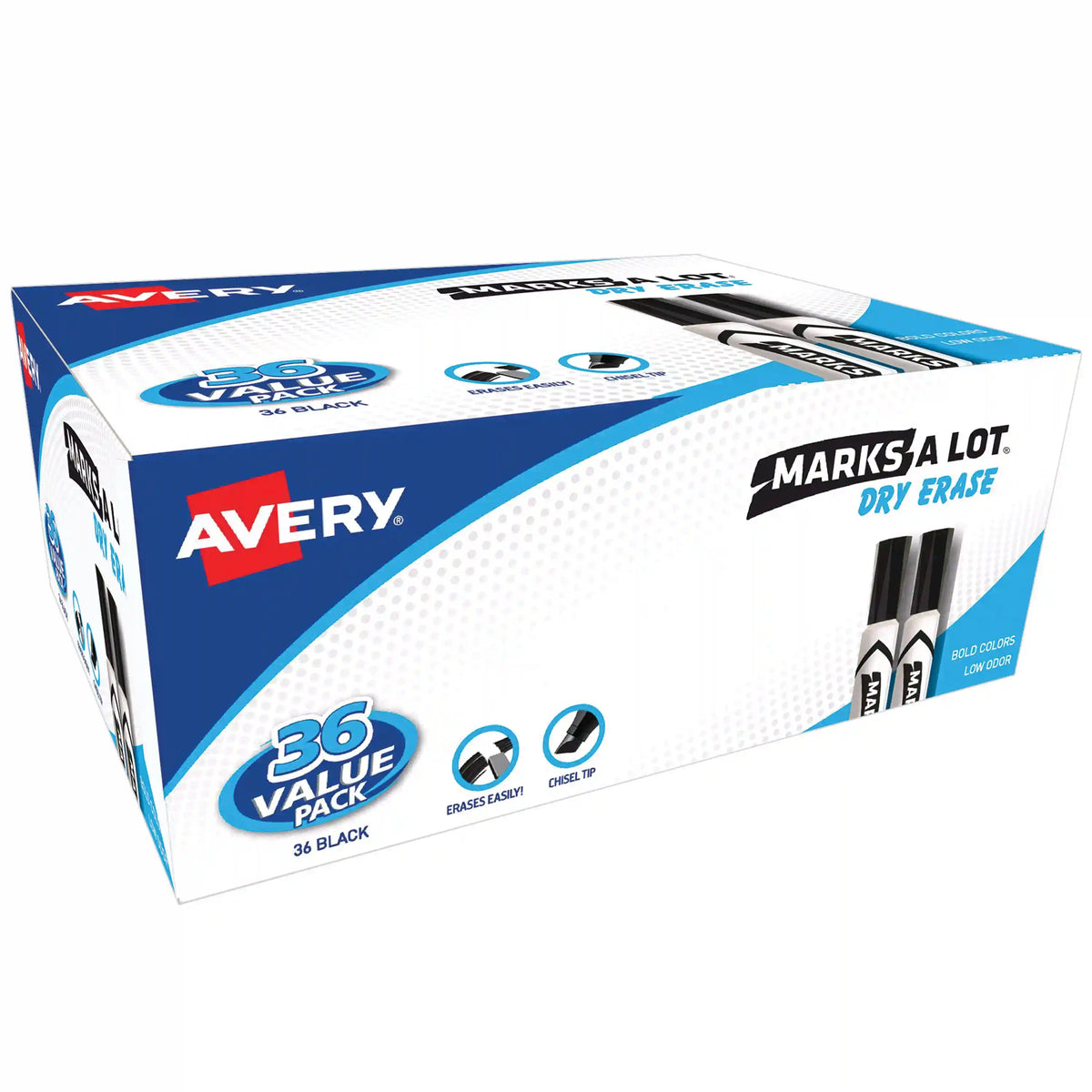 Avery(R) Marks A Lot(R) Desk-Style Dry Erase Markers, Black, Value Pack of 36