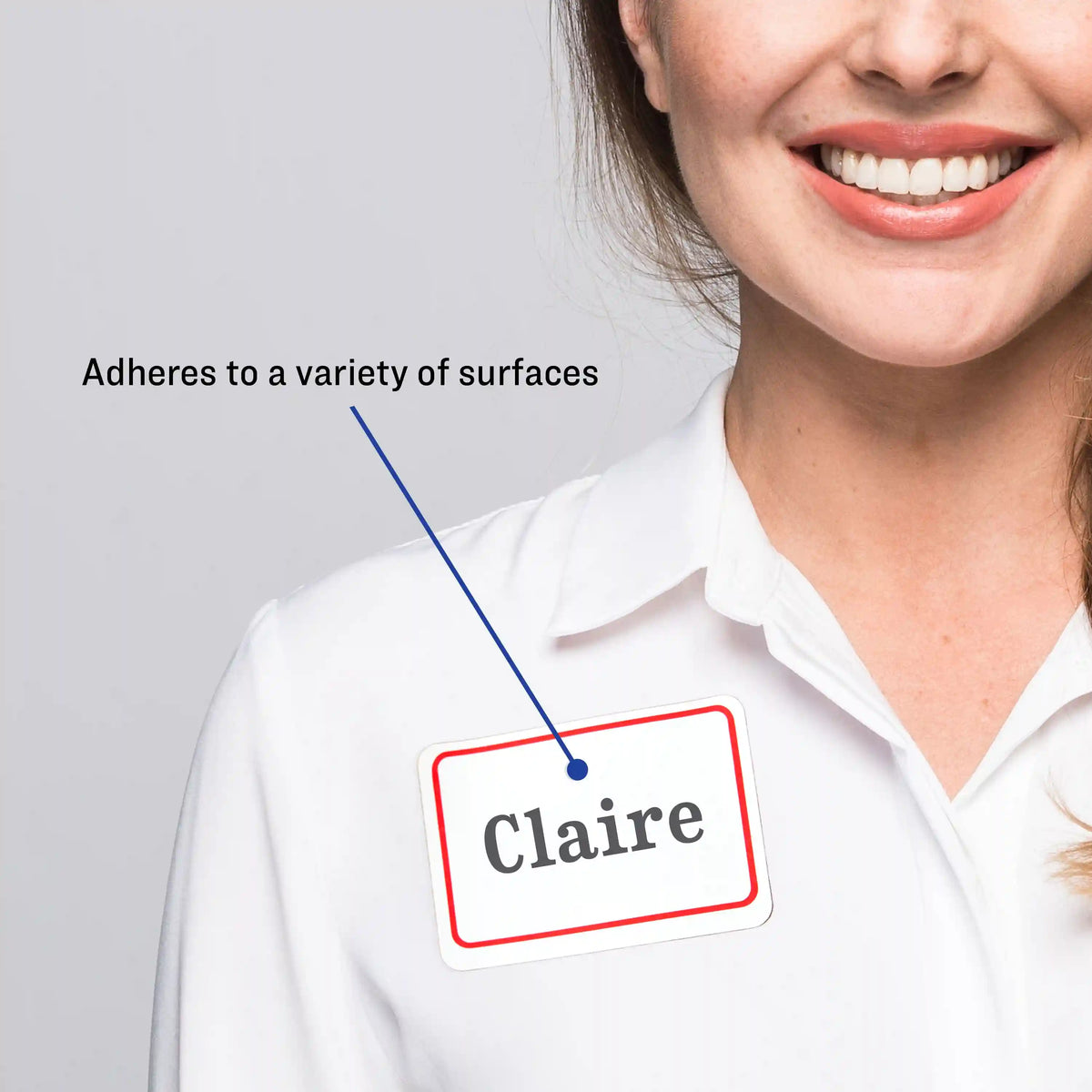 Avery® Flexible Adhesive Name Badges, 2-1/3" x 3-3/8", Red Border, 400 Removable Name Badges (05095)