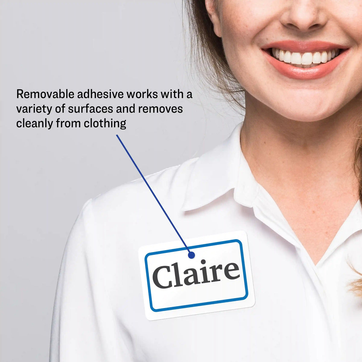 Avery® Flexible Adhesive Name Badges, 2-1/3" x 3-3/8", Blue Border, 400 Removable Name Badges (05895)