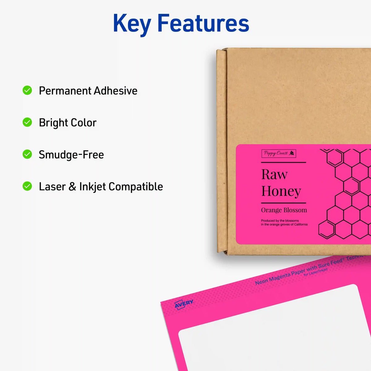 Avery Shipping Labels with Sure Feed, 2"x 4", Assorted Neon Colors, Laser & Inkjet Compatible, 1,000 Labels Total