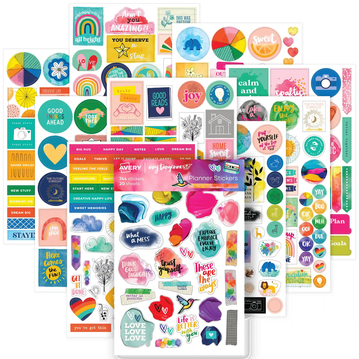 Avery® + Amy Tangerine® Designer Collection Planner Stickers, 20 Sheets of Weekly Planner Stickers, Set of 744 Planner Stickers, Monthly and Daily Accessories for Journals and Calendars