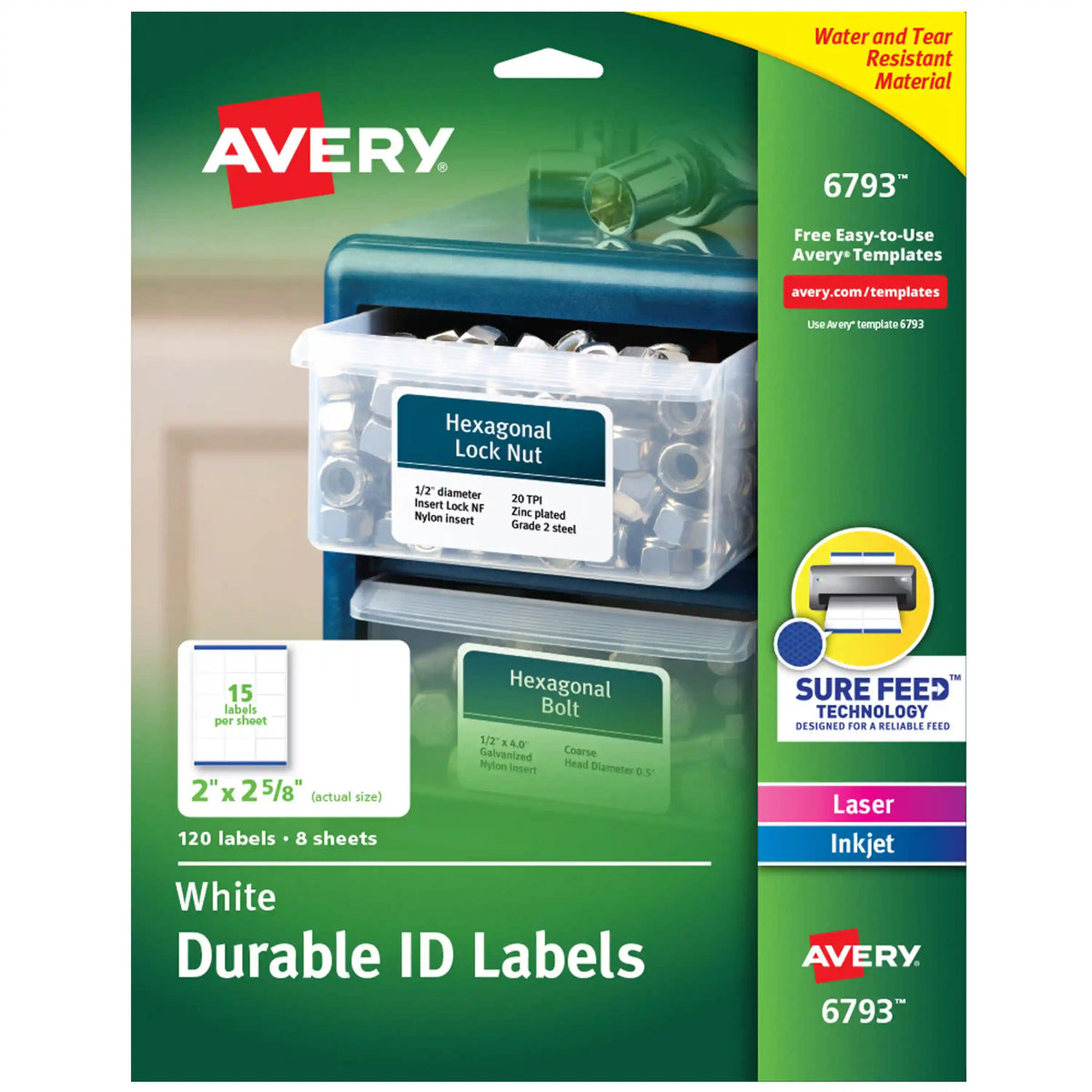 Avery® Durable ID Labels, Permanent Adhesive, 2" x 2-5/8" , 120 Labels