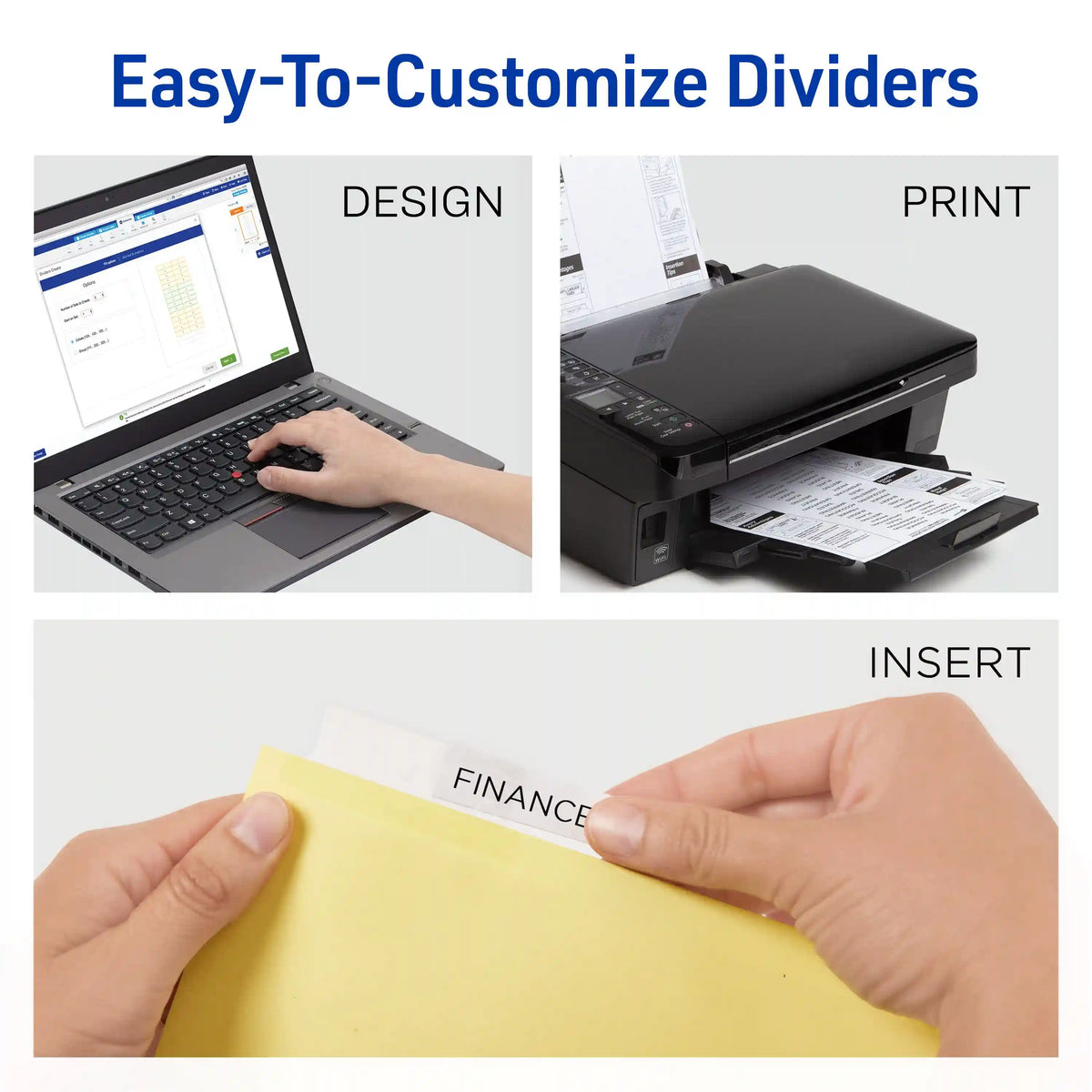 Avery® Big Tab™ Insertable Dividers, 5-Tab Sets, Buff Paper, Clear Tabs, 24 Sets