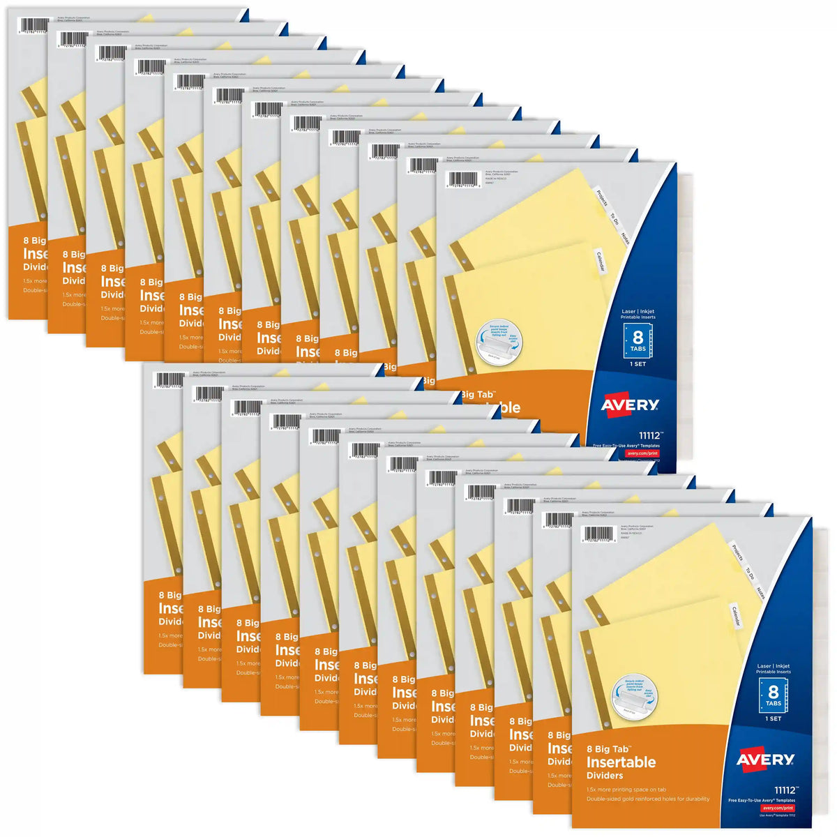 Avery® Big Tab™ Insertable Dividers, 8-Tab Set, Buff Paper, Clear Tabs, 24 Sets