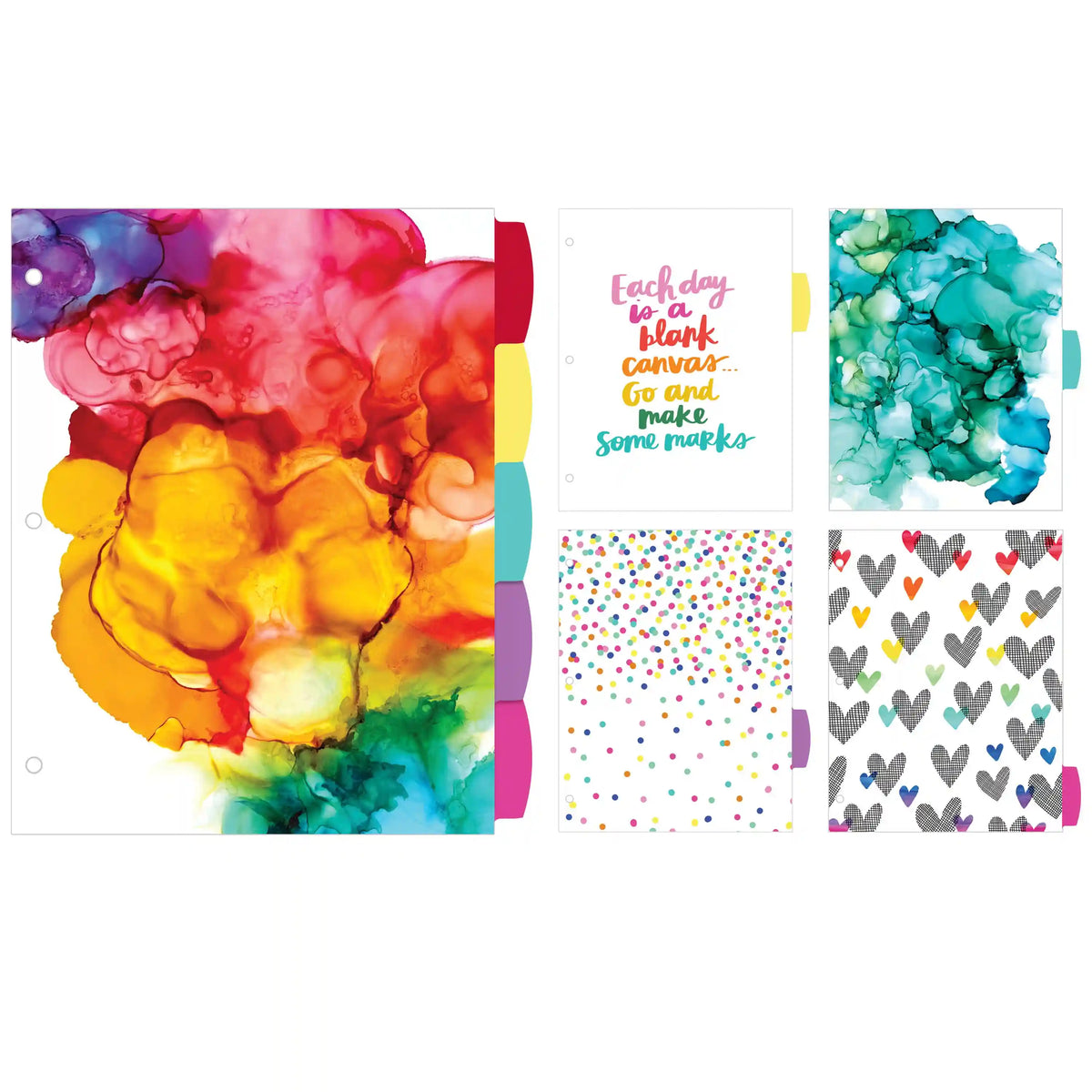 Avery® + Amy Tangerine® Designer Collection Big Tab™ Fashion Dividers, Rainbow Vibes, 5-Tab Set