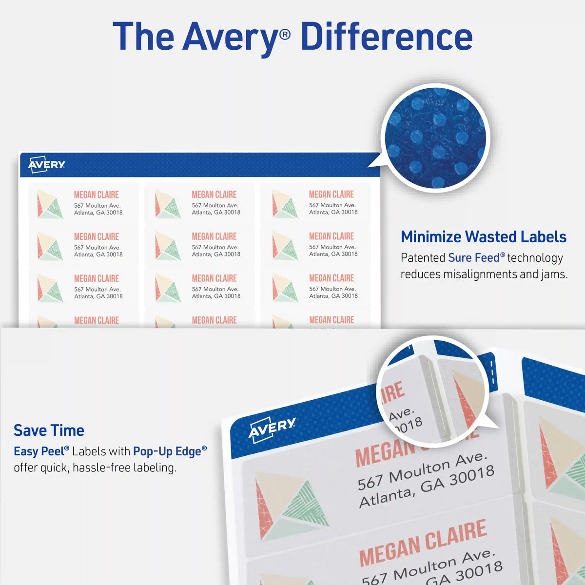 Avery® Address Labels with Sure Feed®, 1" x 2-5/8", Matte Clear, Inkjet Printer Compatible, 300 Labels Total