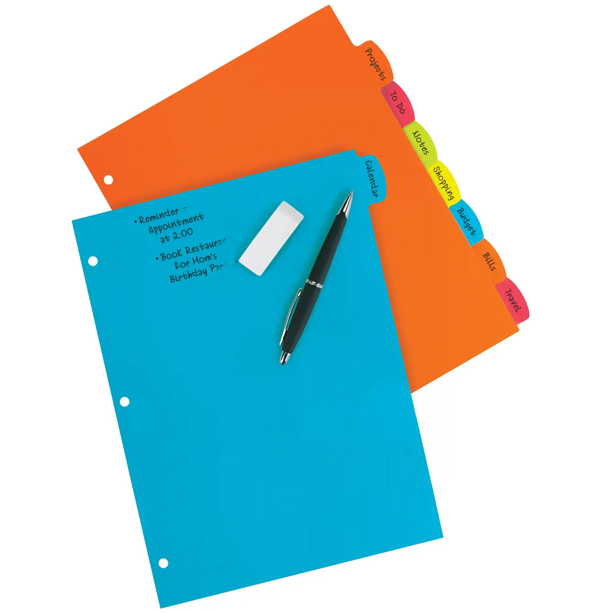 Big Tab™ Write & Erase Durable Plastic Dividers, 8-Tab Set, Handwrite Only, Multicolor Brights, 3 Sets
