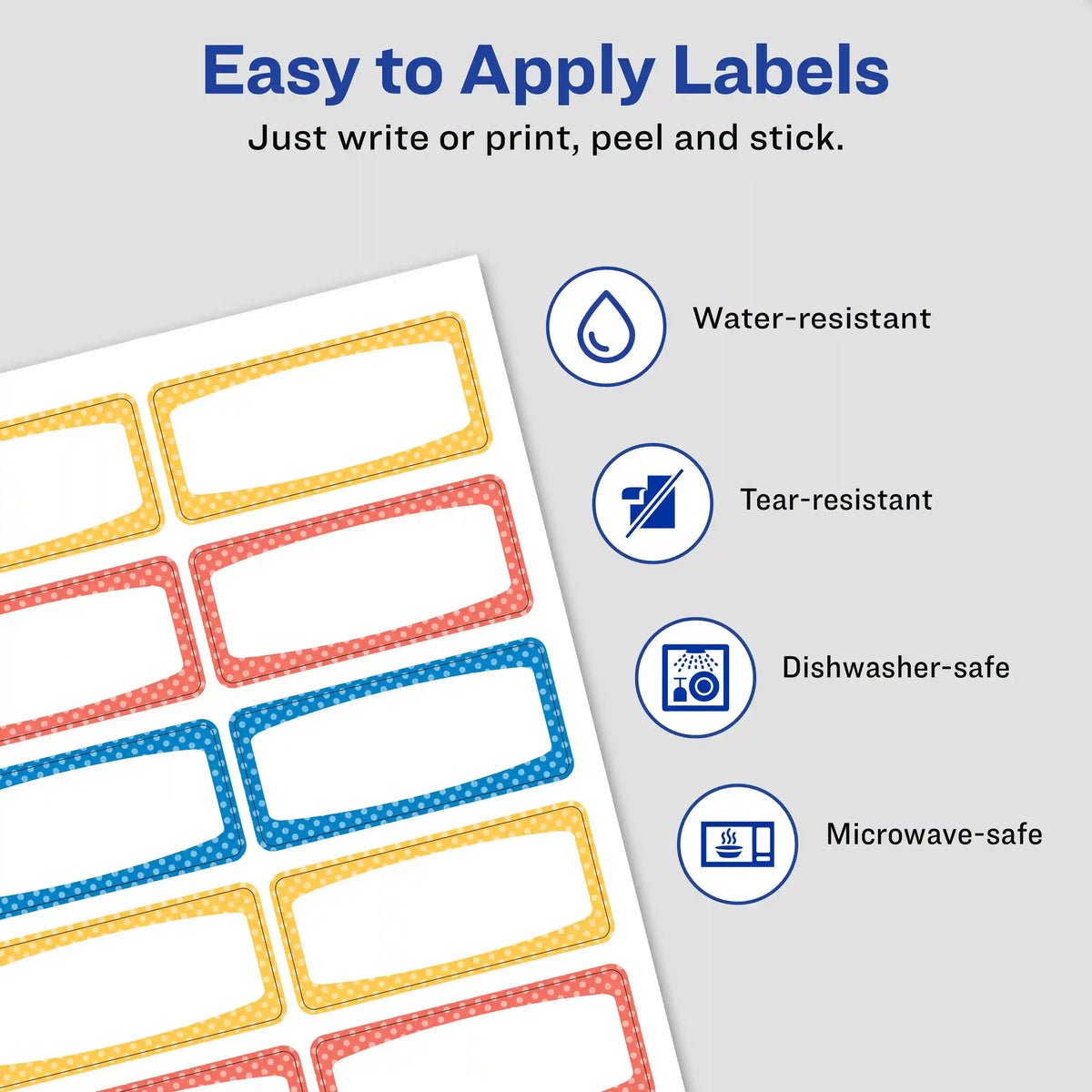 Avery® Durable Labels, 3/4" x 1-3/4", Assorted Neon Border Colors, Water-Resistant Labels, 60 Rectangle Labels Total