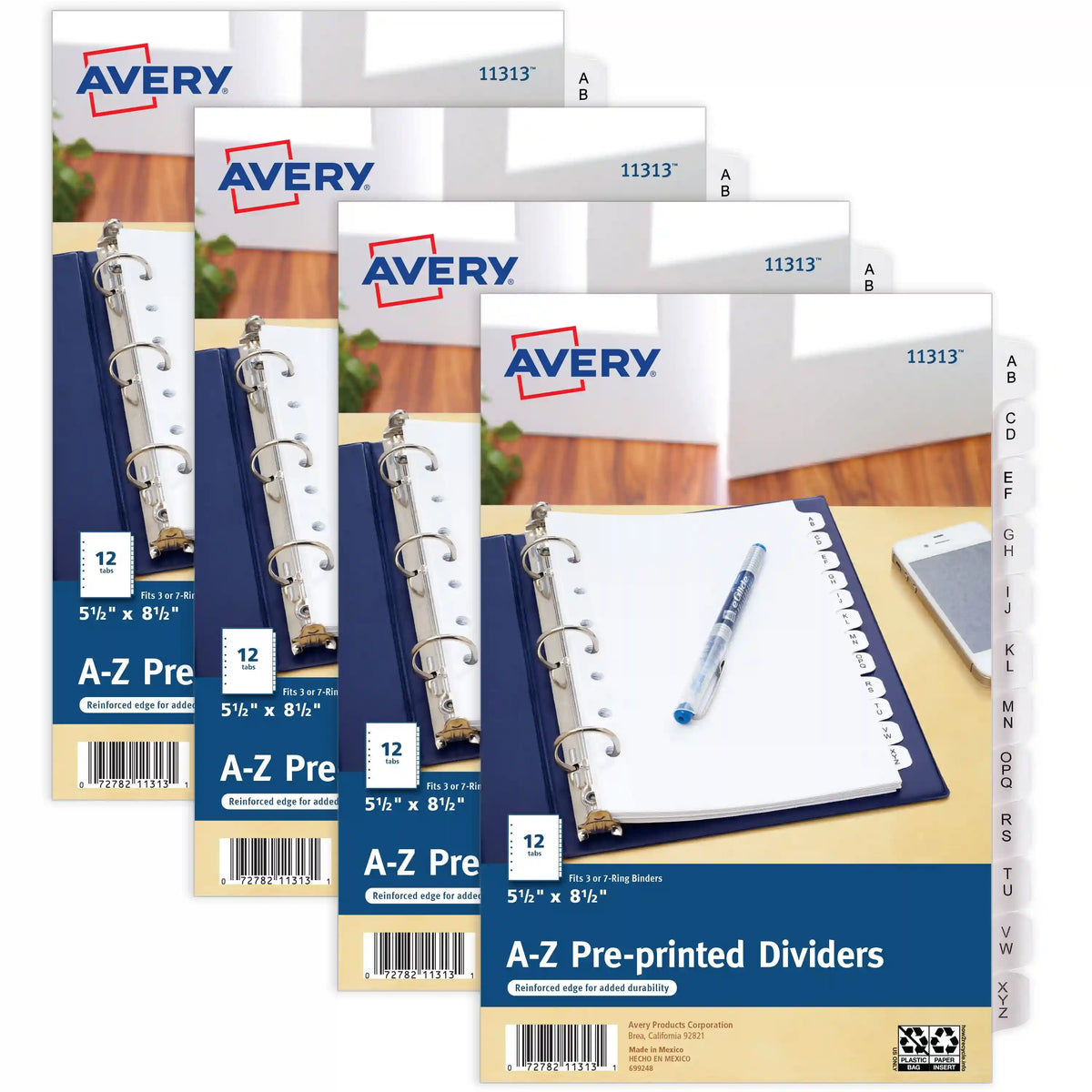 Avery® A-Z Mini Dividers, 12 Tabs per Set, 8.5" x 5.5", Pre-printed Tabs, 4 Binder Divider Sets