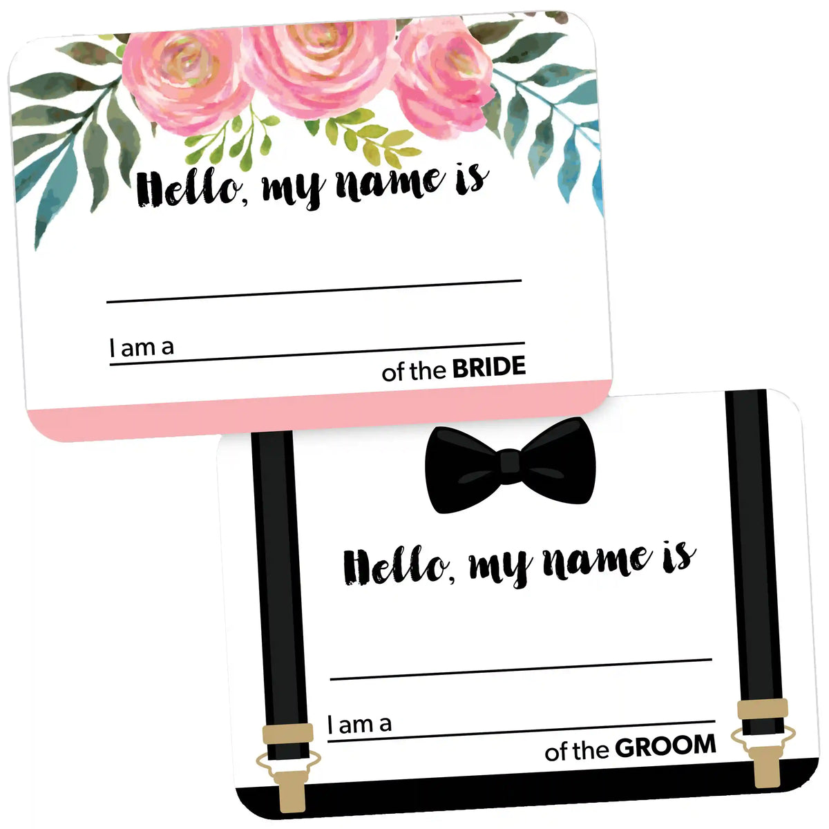 Avery® Adhesive Name Tags, Wedding Guest, Bride & Groom, 2-1/3" x 3-3/8", 36 Name Stickers