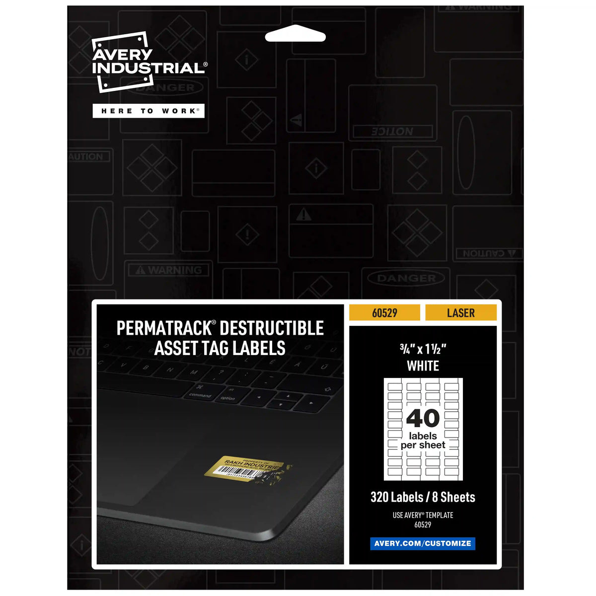 Avery® PermaTrack® Destructible Asset Tag Labels, 3/4" x 1-1/2", 320 Labels