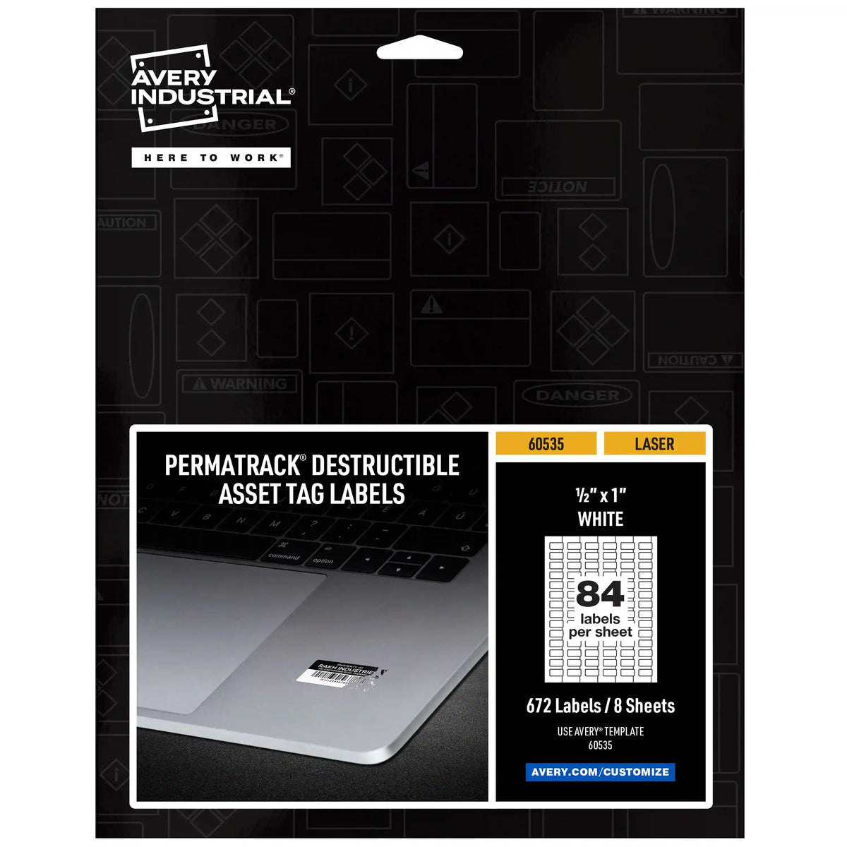 Avery® PermaTrack® Destructible Asset Tag Labels, 1/2" x 1", 672 Labels