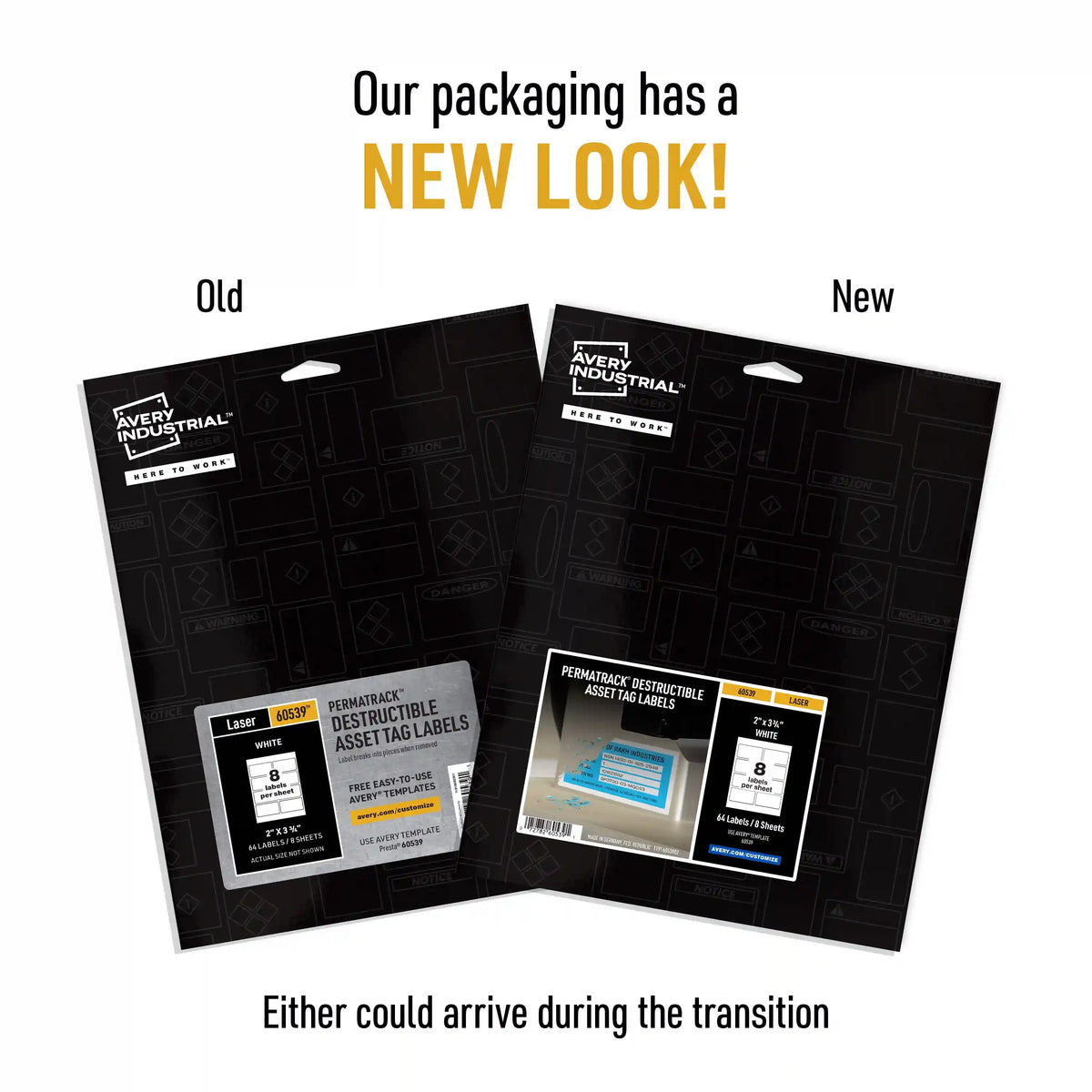Avery® PermaTrack® Destructible Asset Tag Labels, 3-3/4" x 2", 64 Labels