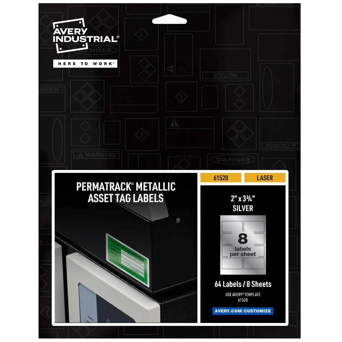 Avery® PermaTrack® Metallic Asset Tag Labels, 3-3/4" x 2", 64 Labels