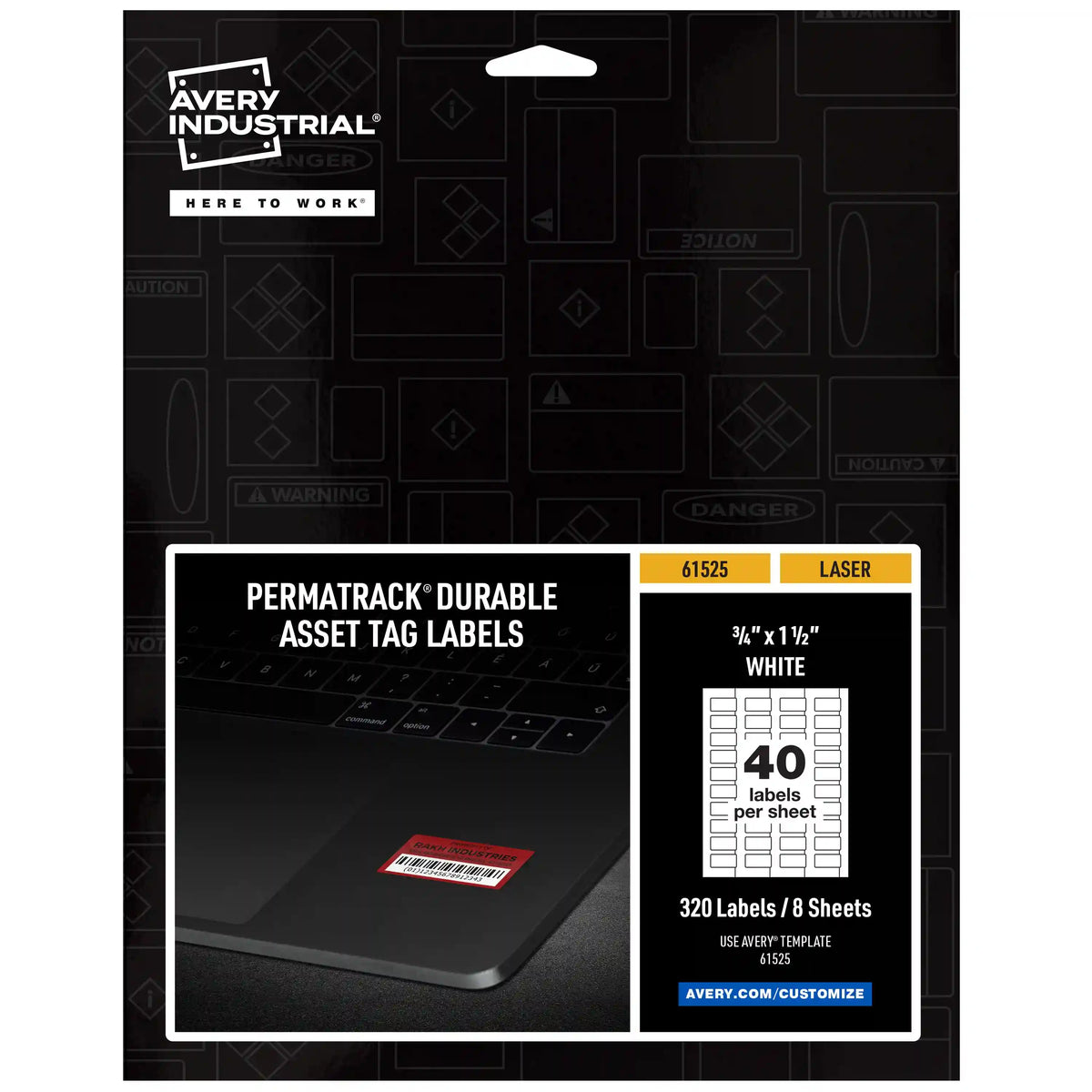 Avery® PermaTrack® White Asset Tag Labels, 3/4" x 1-1/2", 320 Labels