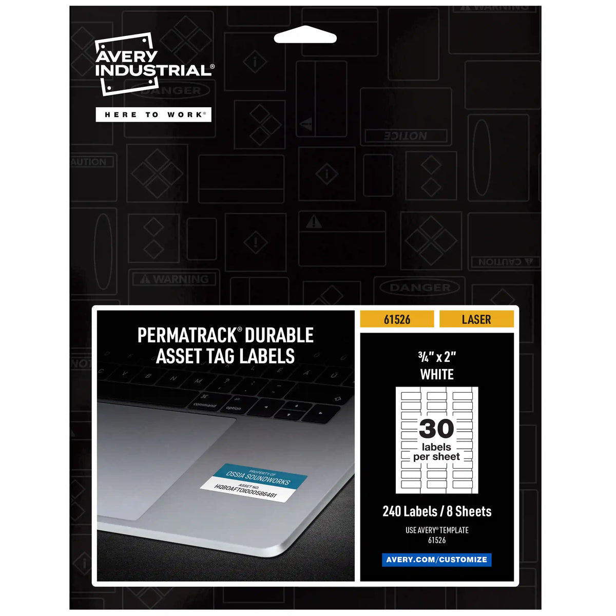 Avery® PermaTrack® White Asset Tag Labels, 3/4" x 2", 240 Labels