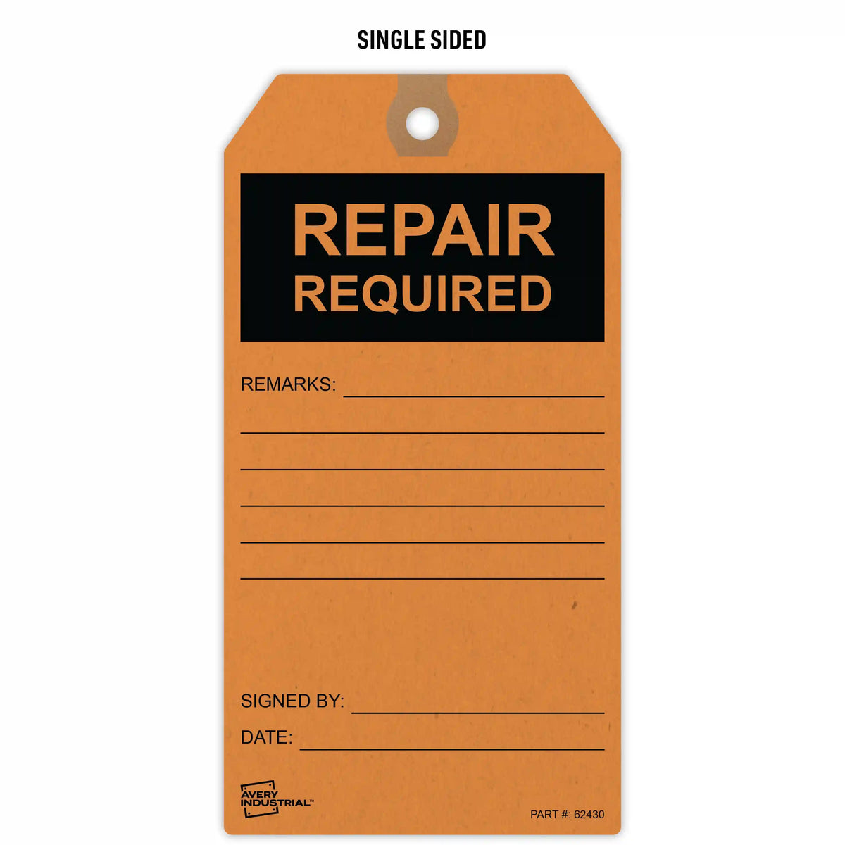 Pack of Tags, Repair Tags, Preprinted Repair Required Hang Tags, Pre-Strung Card Stock, 25ct, 3" x 5-3/4"
