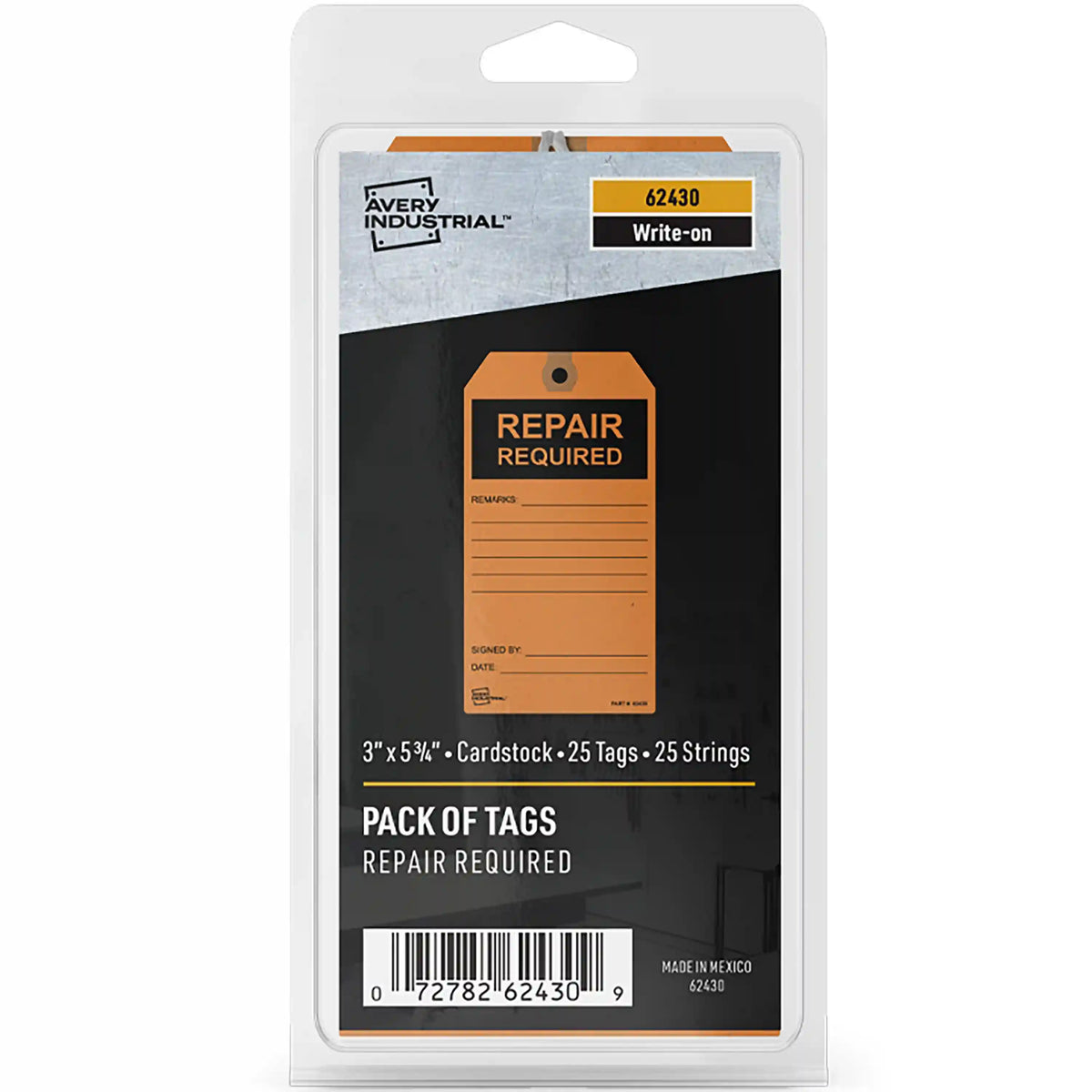 Pack of Tags, Repair Tags, Preprinted Repair Required Hang Tags, Pre-Strung Card Stock, 25ct, 3" x 5-3/4"