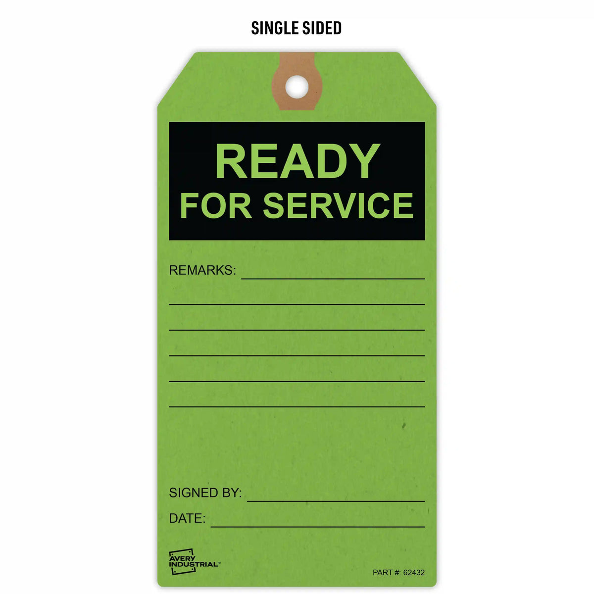 Repair Tags, Preprinted Green Ready for Service Hang Tags, Pre-Strung Card Stock, 25ct, 3" x 5-3/4" (62432) BS11