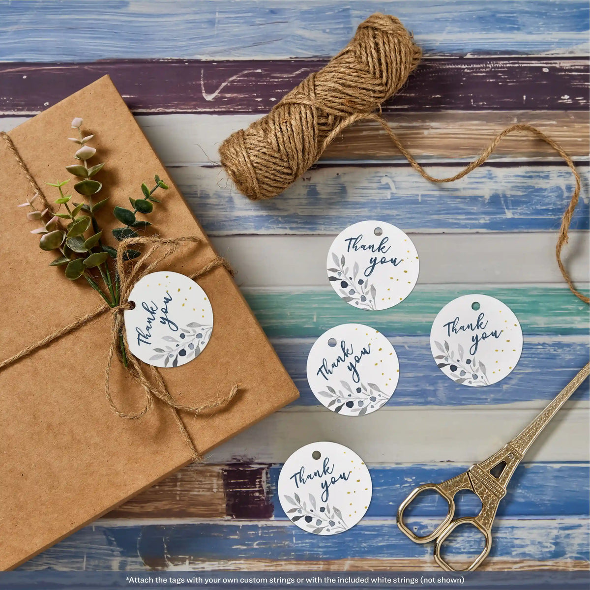Avery® Round Tags with Sure Feed® Technology, 2" Diameter, Matte White, 120 Round Tags with Strings, Print-to-the-Edge, Laser/Inkjet Printable Tags