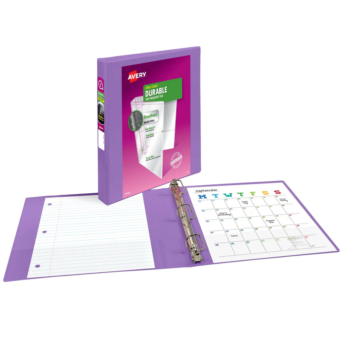 Avery® Durable View 3 Ring Binder, 1 Inch Slant Rings, Lavender Binder