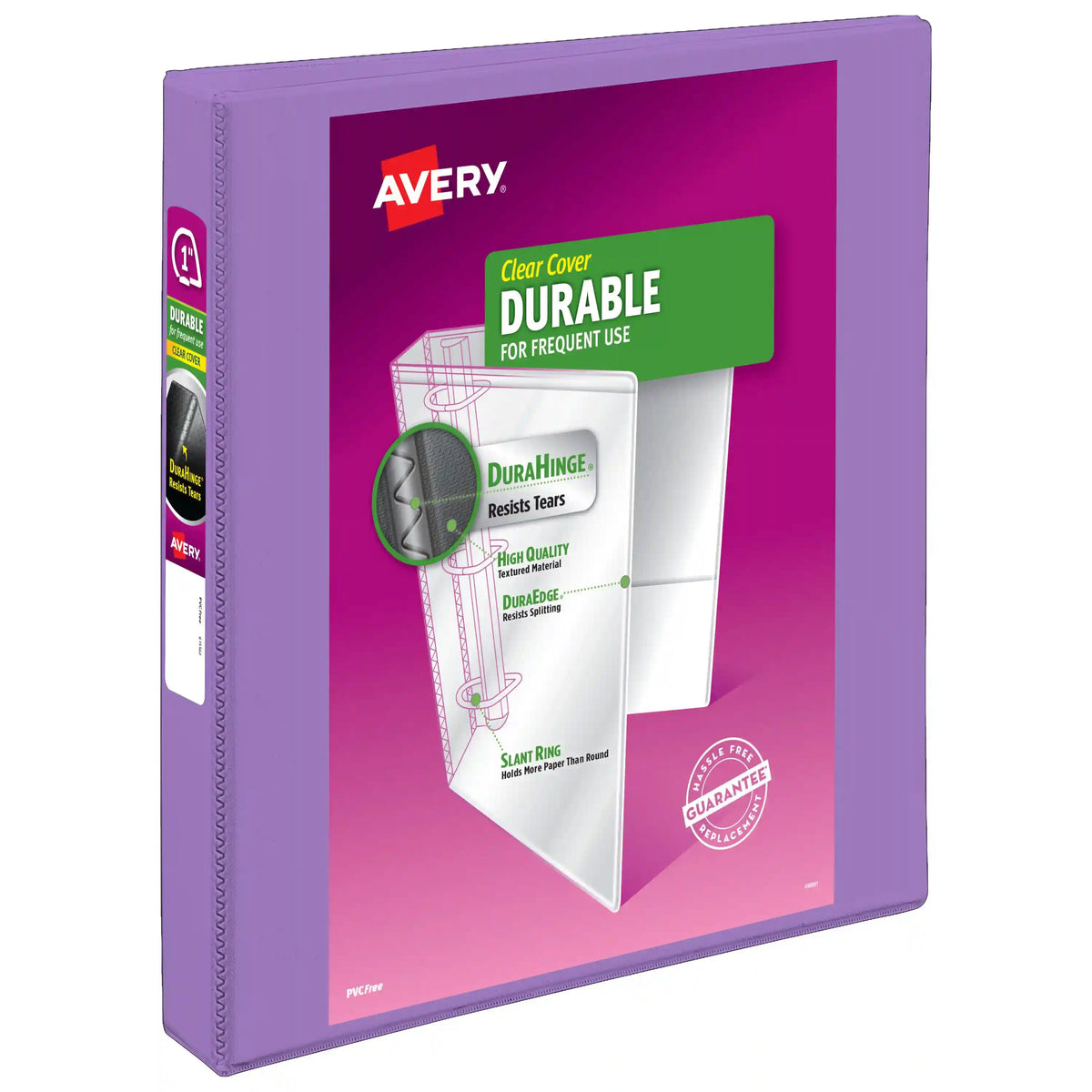 Avery® Durable View 3 Ring Binder, 1 Inch Slant Rings, Lavender Binder