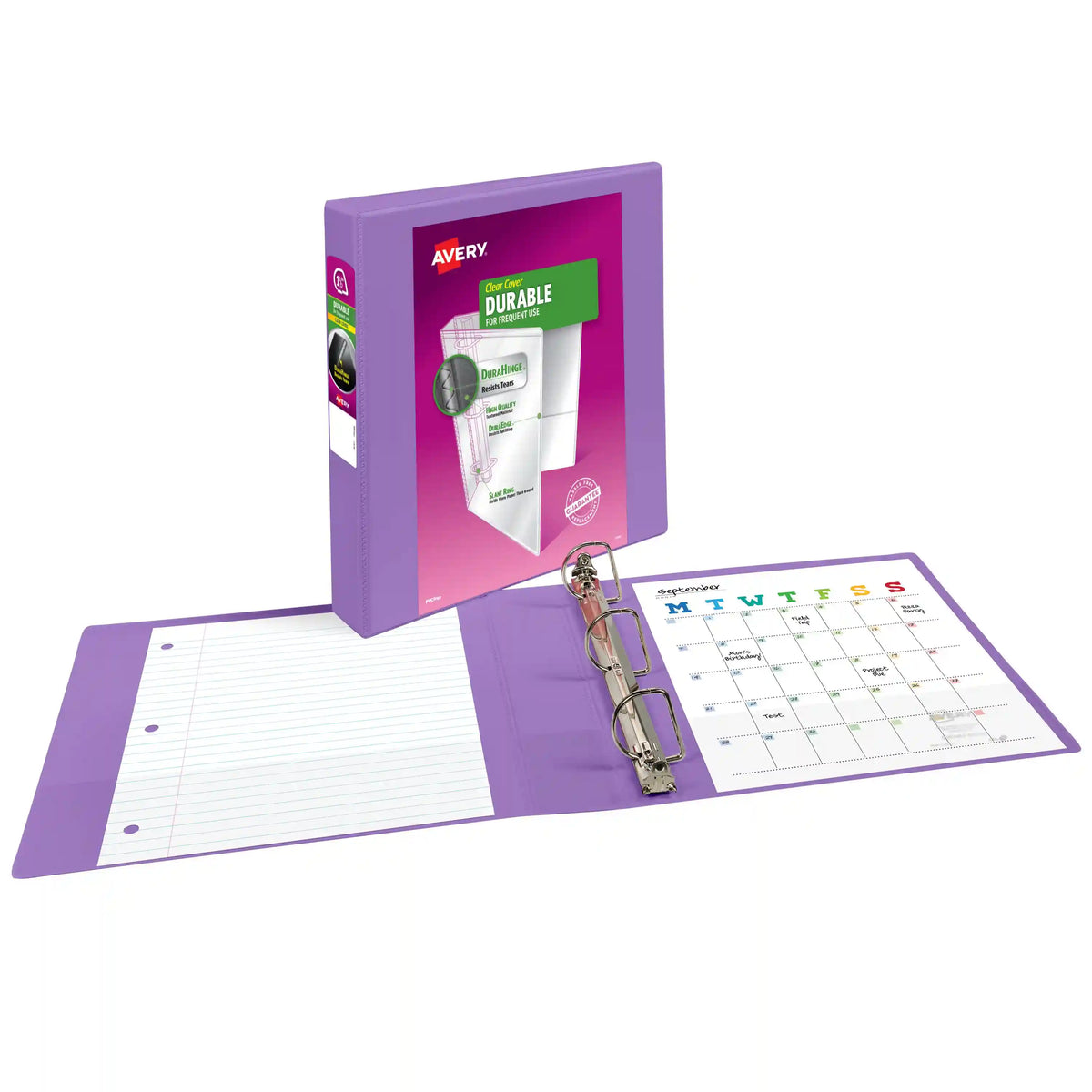 Avery® Durable View 3 Ring Binder, 1.5 Inch Slant Rings, Lavender Binder