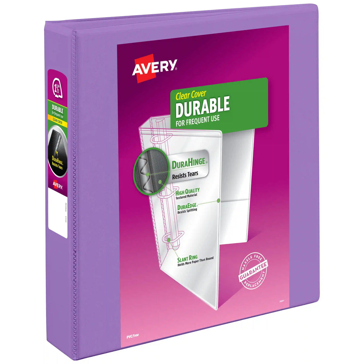 Avery® Durable View 3 Ring Binder, 1.5 Inch Slant Rings, Lavender Binder