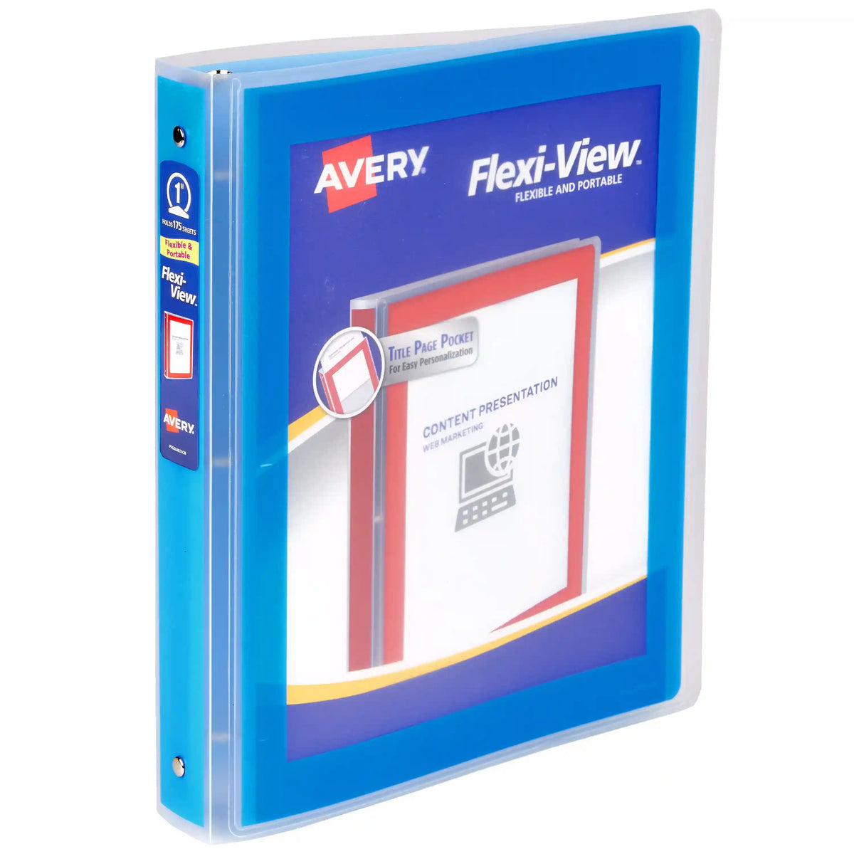 Avery® Flexi-View® 3 Ring Binder, 1" Round Rings, 175-Sheet Capacity, Blue