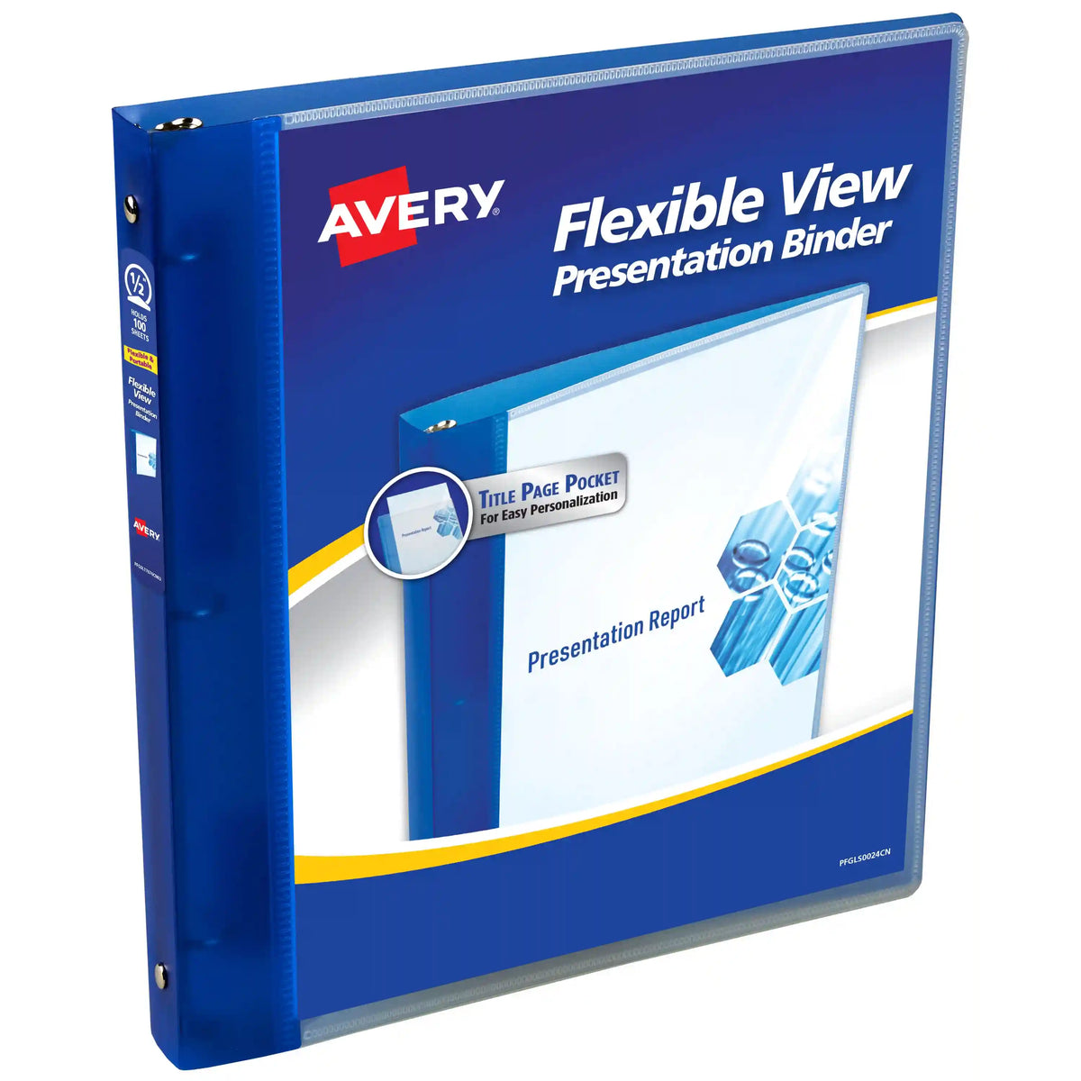 Avery® Flexible View Binder, 1/2" Round Rings, 100-Sheet Capacity, Blue