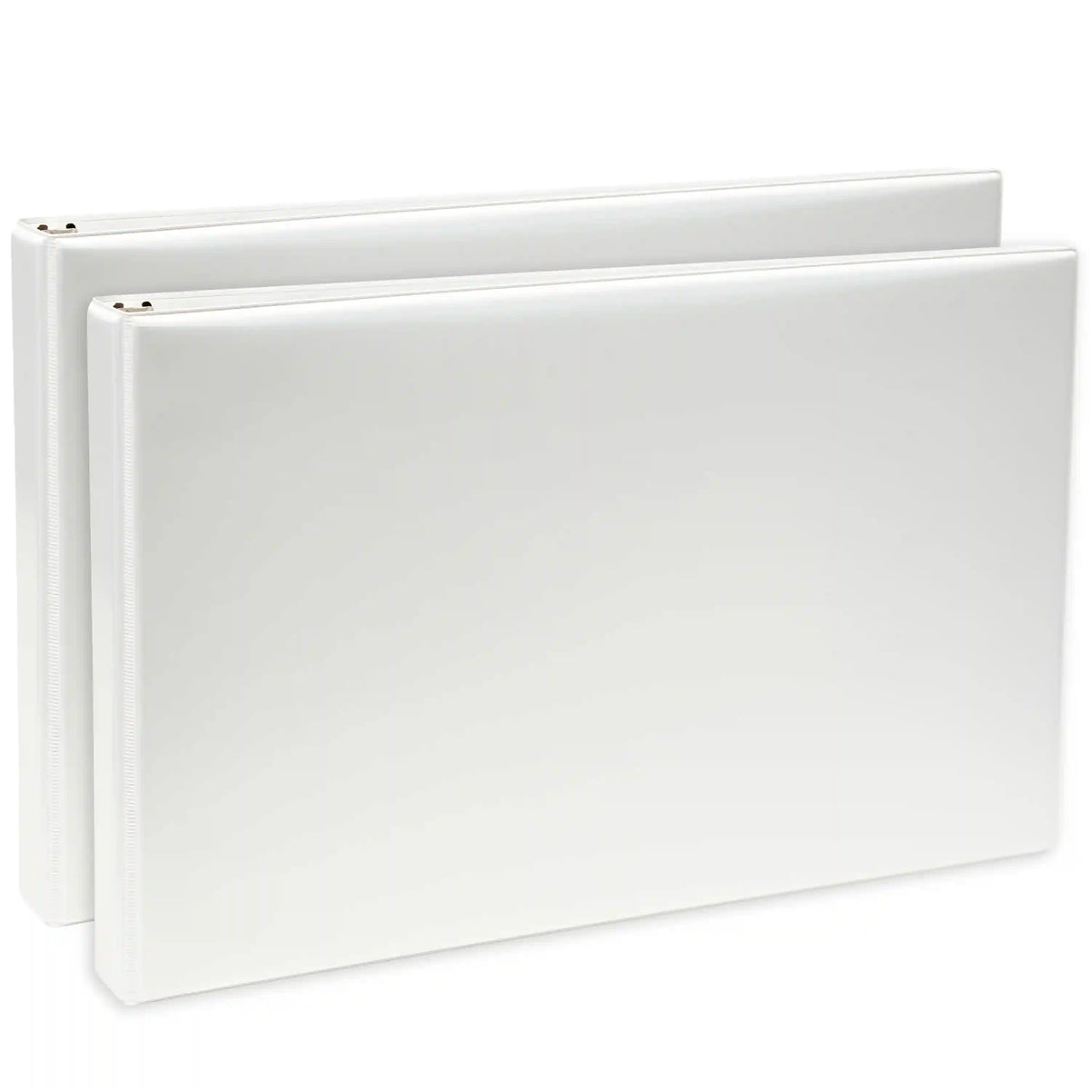 1" Heavy-Duty View 3 Ring Binders, Slant Rings, 11" x 17", 220-Sheet Capacity, White, 2 Pack