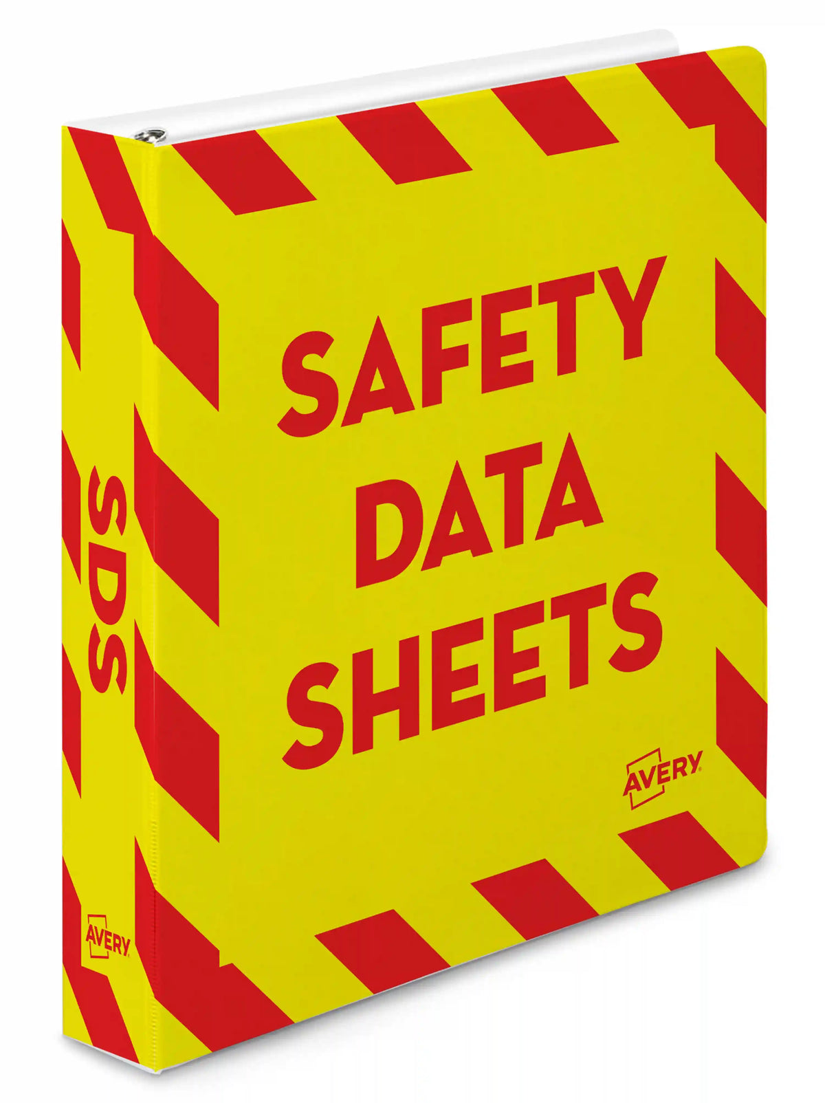 Avery® Heavy-Duty Industrial SDS Binder, 1-1/2" One-Touch Rings, 400-Sheet Capacity, Yellow/Red Border