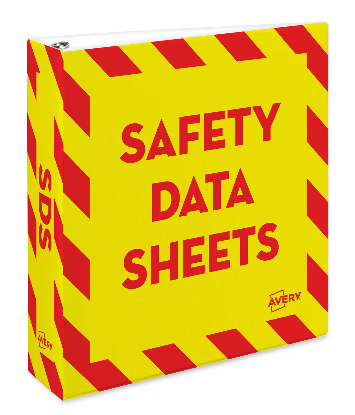 Avery® Heavy-Duty Industrial SDS Binder, 2" One-Touch Rings, 540-Sheet Capacity, Yellow/Red Border