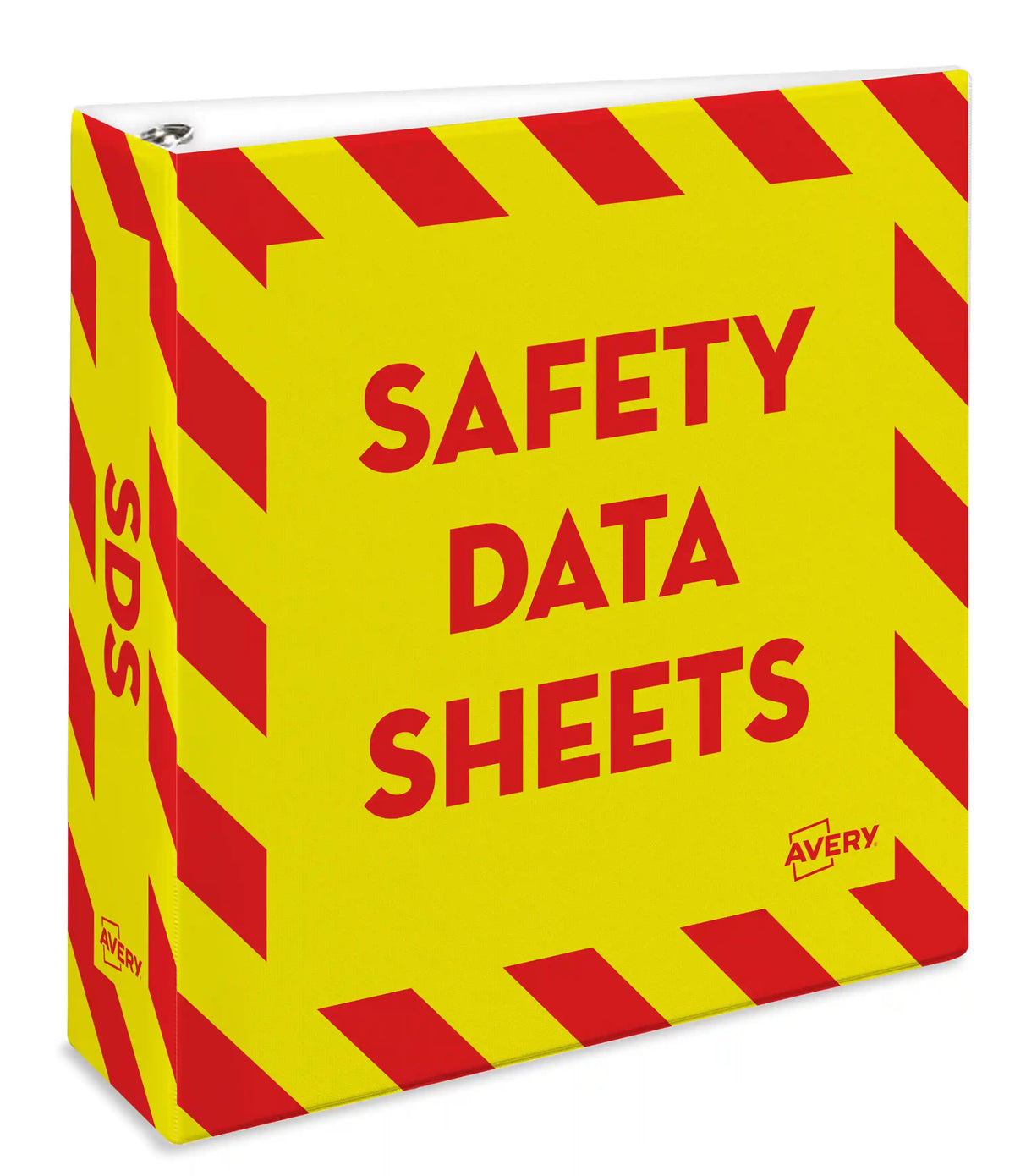 Avery® Heavy-Duty Industrial SDS Binder, 3" One-Touch Rings, 670-Sheet Capacity, Yellow/Red Border