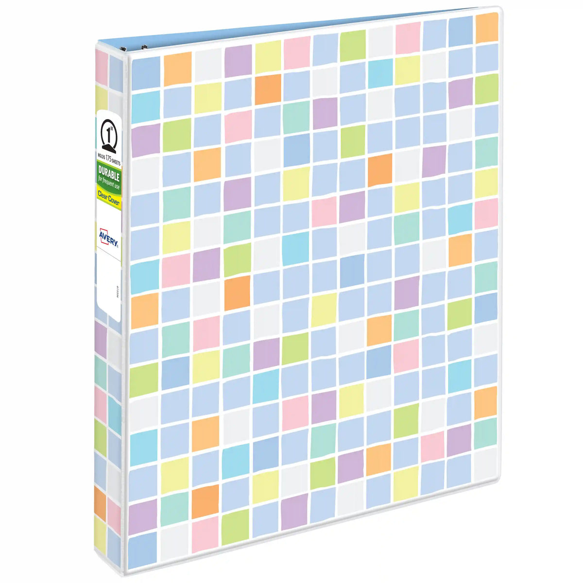 Avery® Durable View Fashion Binder, 1" Round Rings, 175-Sheet Capacity, 1.4" Spine, Pixel Puzzle Design