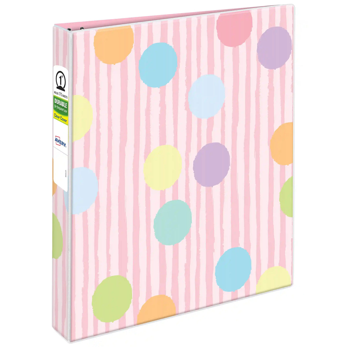 Avery® Durable View Fashion Binder, 1" Round Rings, 175-Sheet Capacity, 1.4" Spine, Sweet Sherbet Design