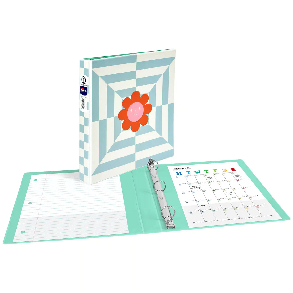 Avery® 3 Ring Binder, 1 Inch Round Rings, Retro Collection, Flower Power