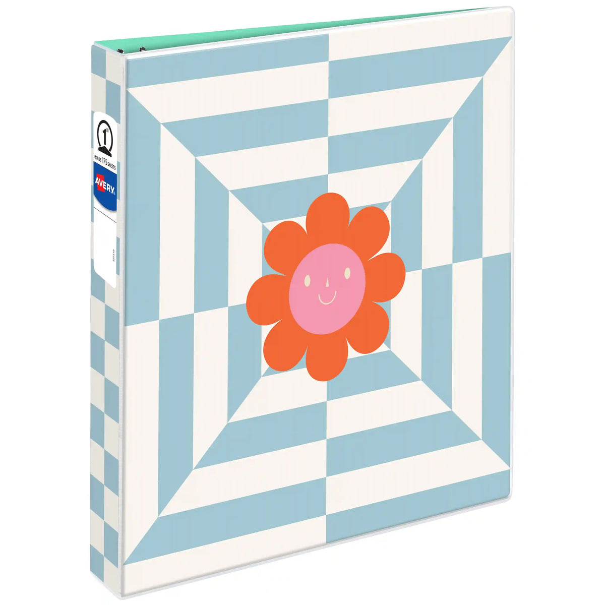 Avery® 3 Ring Binder, 1 Inch Round Rings, Retro Collection, Flower Power