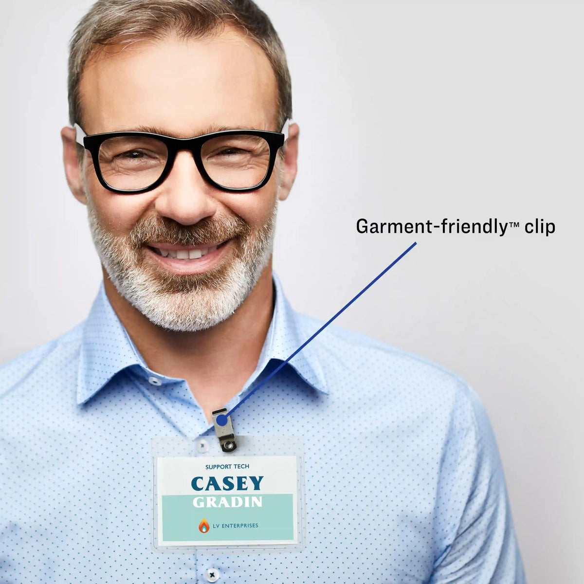 Avery® Customizable Name Badges with Clips, 3" x 4", Clear Name Tag Holders with White Printable Inserts, 50 Clip Style Name Badges for Laser and Inkjet