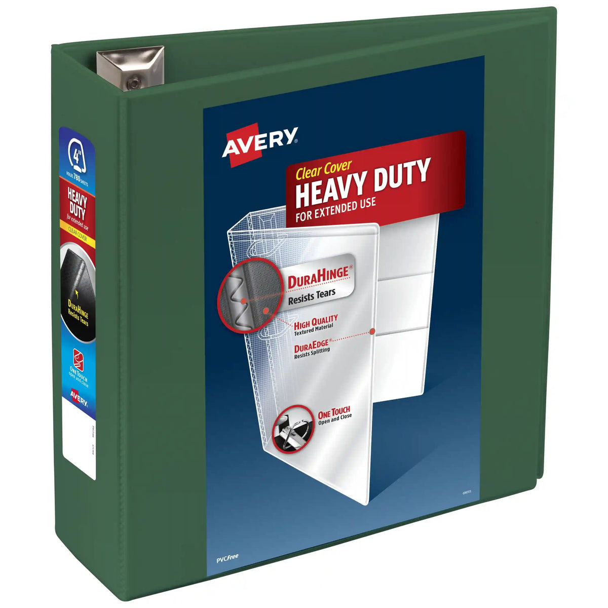 Avery®  Heavy-Duty View Binder, 4" One Touch EZD® Rings, 780-Sheet Capacity, 4-1/2" Spine, Green