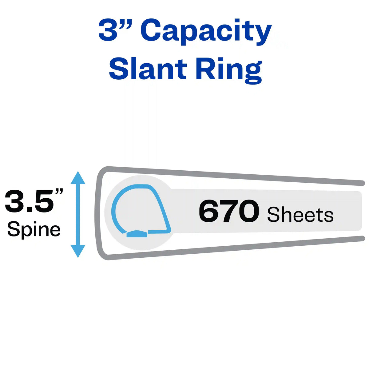 Heavy-Duty View 3 Ring Binders, 3" One Touch Slant Rings, 635-Sheet Capacity, White, 4 Pack