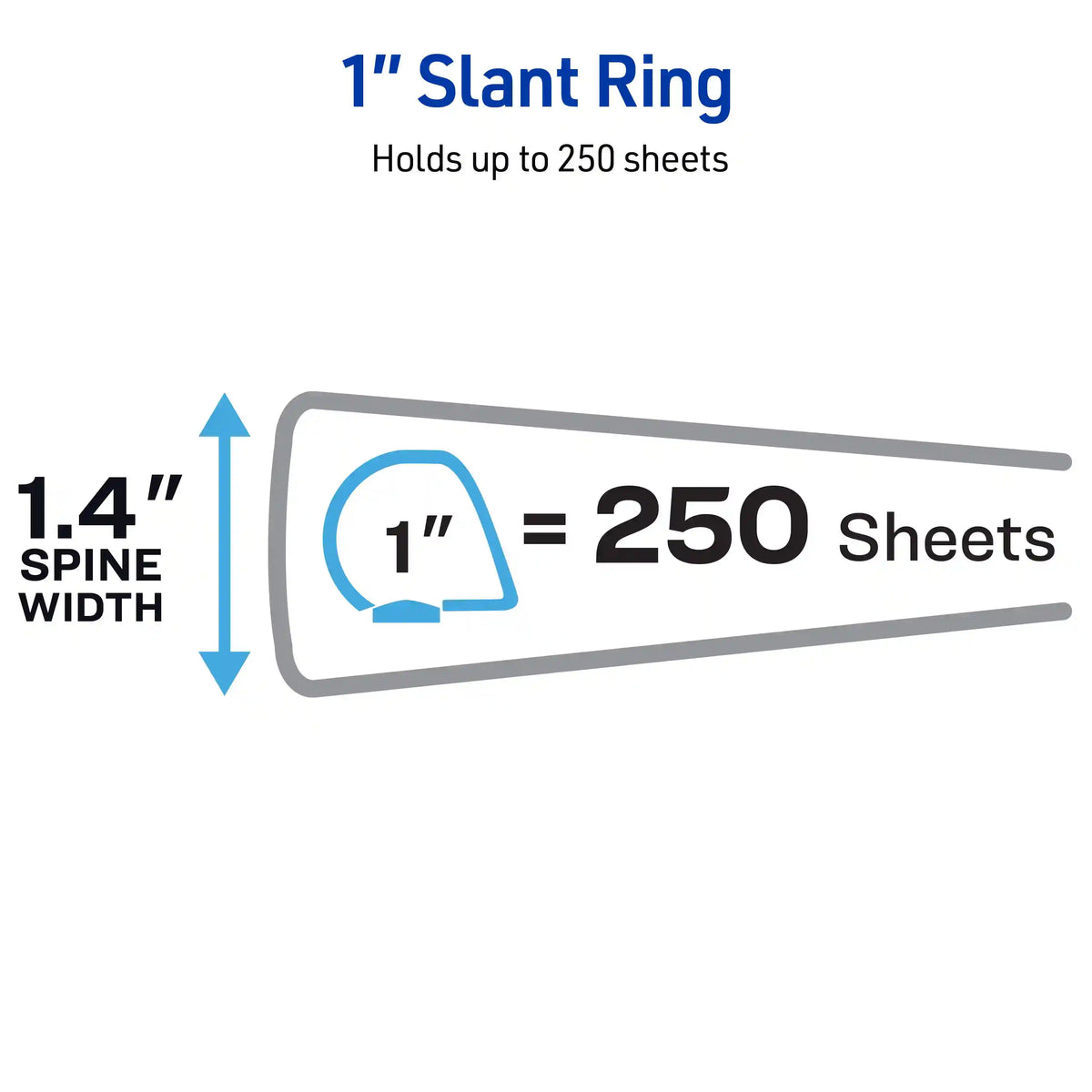 1" Heavy-Duty View 3 Ring Binders, Slant Rings, 11" x 17", 220-Sheet Capacity, White, 2 Pack